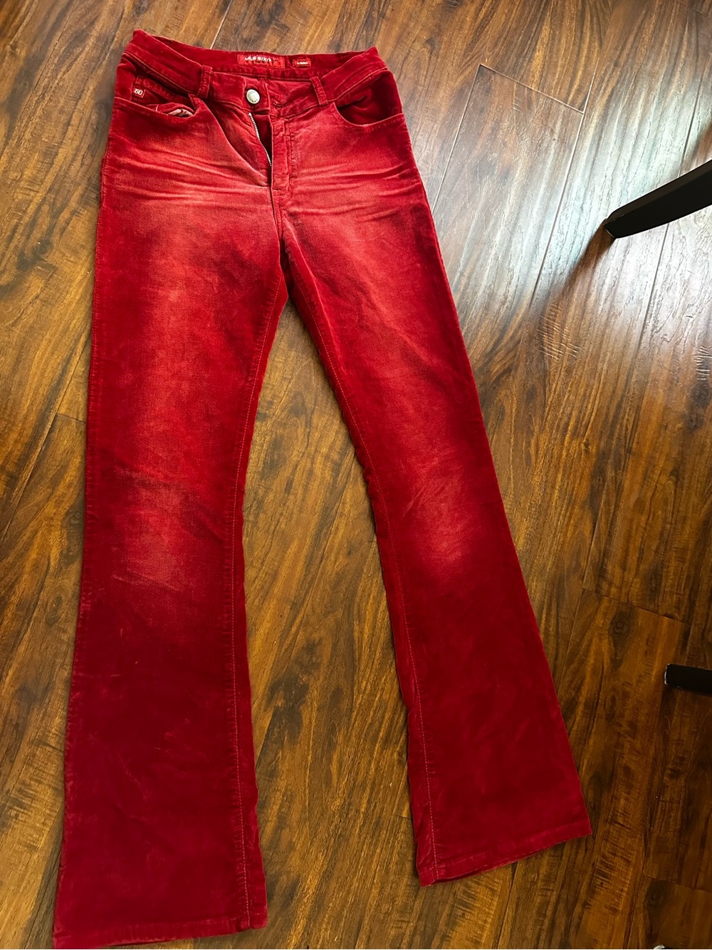 Vintage Miss sixty Women's Red Velvet Flared Jeans 27 cotton